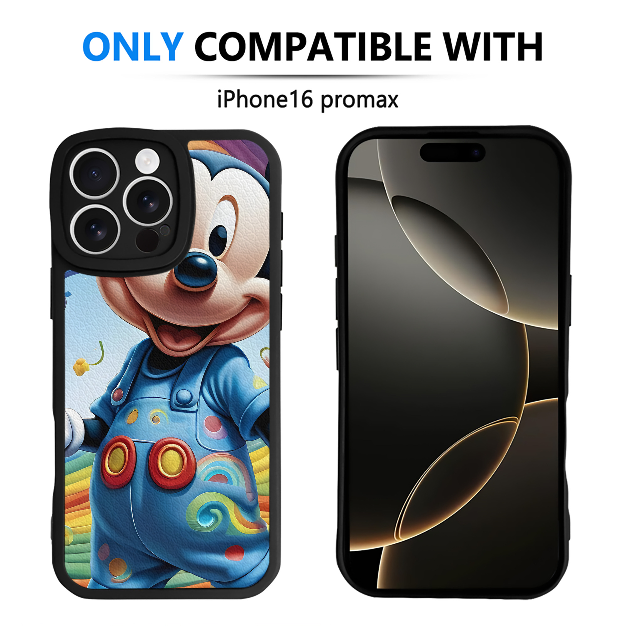 （画像用） ミッキーマウス Mickey Mouse 【iPhone 16シリーズ対応】シリコンスマホケース（レザー調） 材質：シリコン